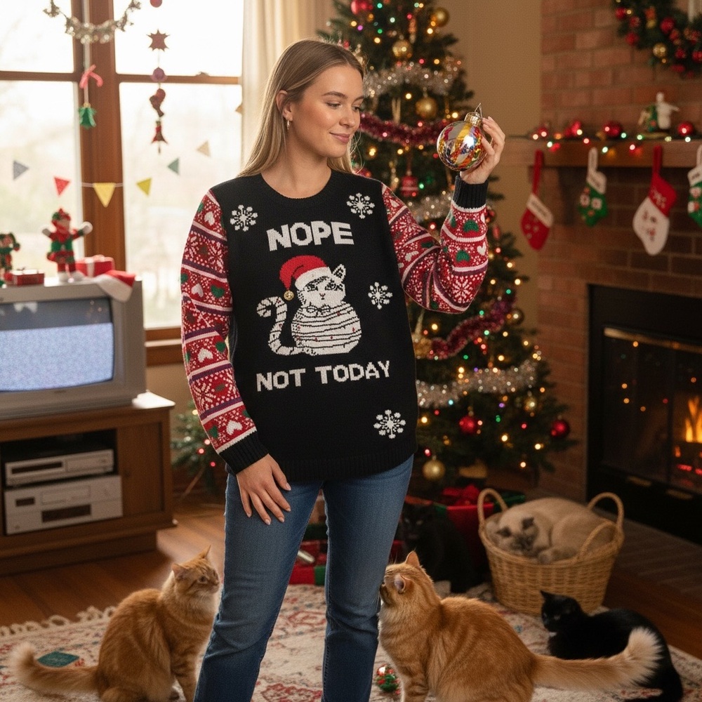 Festive grumpy Cat Christmas Sweater